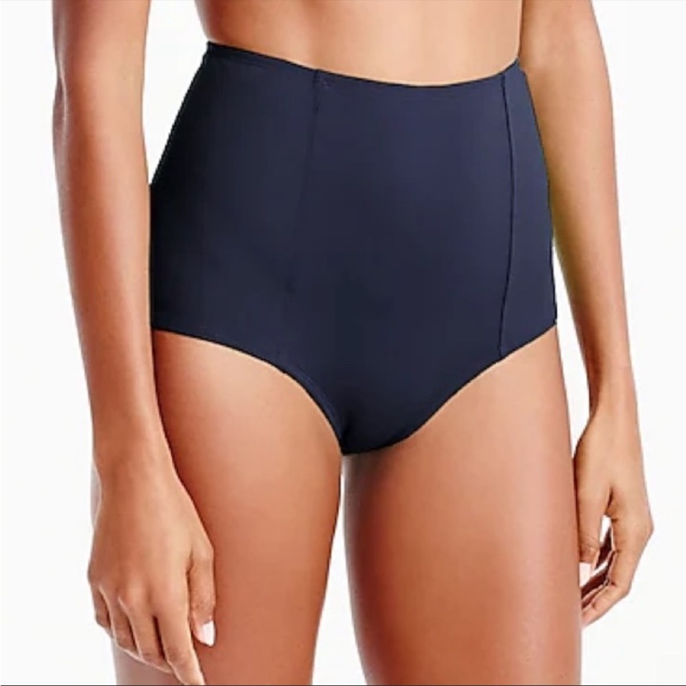 J crew high waisted navy bikini bottom NWT